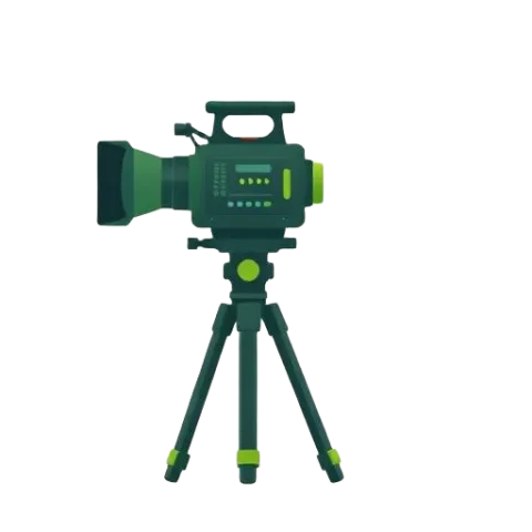 Video camera on tripod